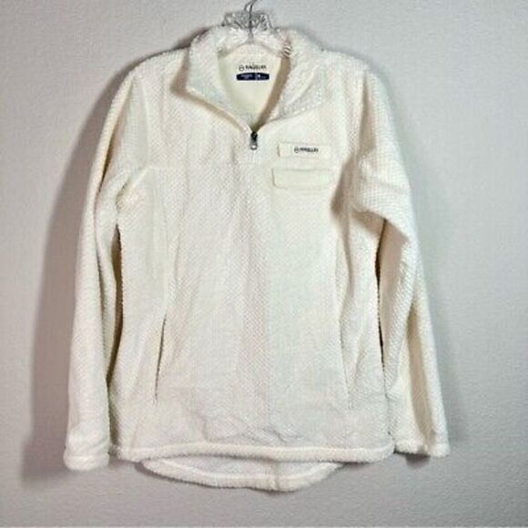 Magellan Outdoor Womens Cream Fluffy 1/4 Zip Sweatshirt‎ classic Fit Size Medium - Picture 1 of 7